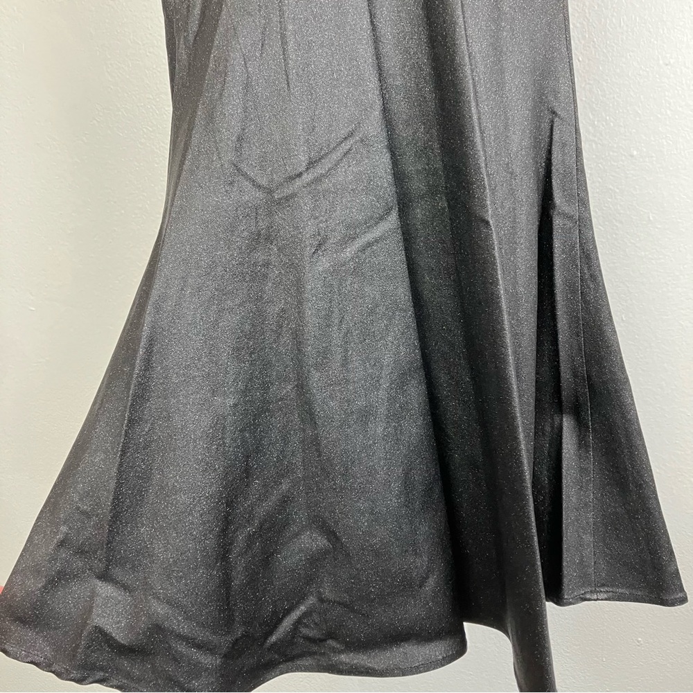 SOLD Collectif Black Glitter Maxi Prom Dress - Leather Look Mermaid Gown XS - Picture 11 of 16